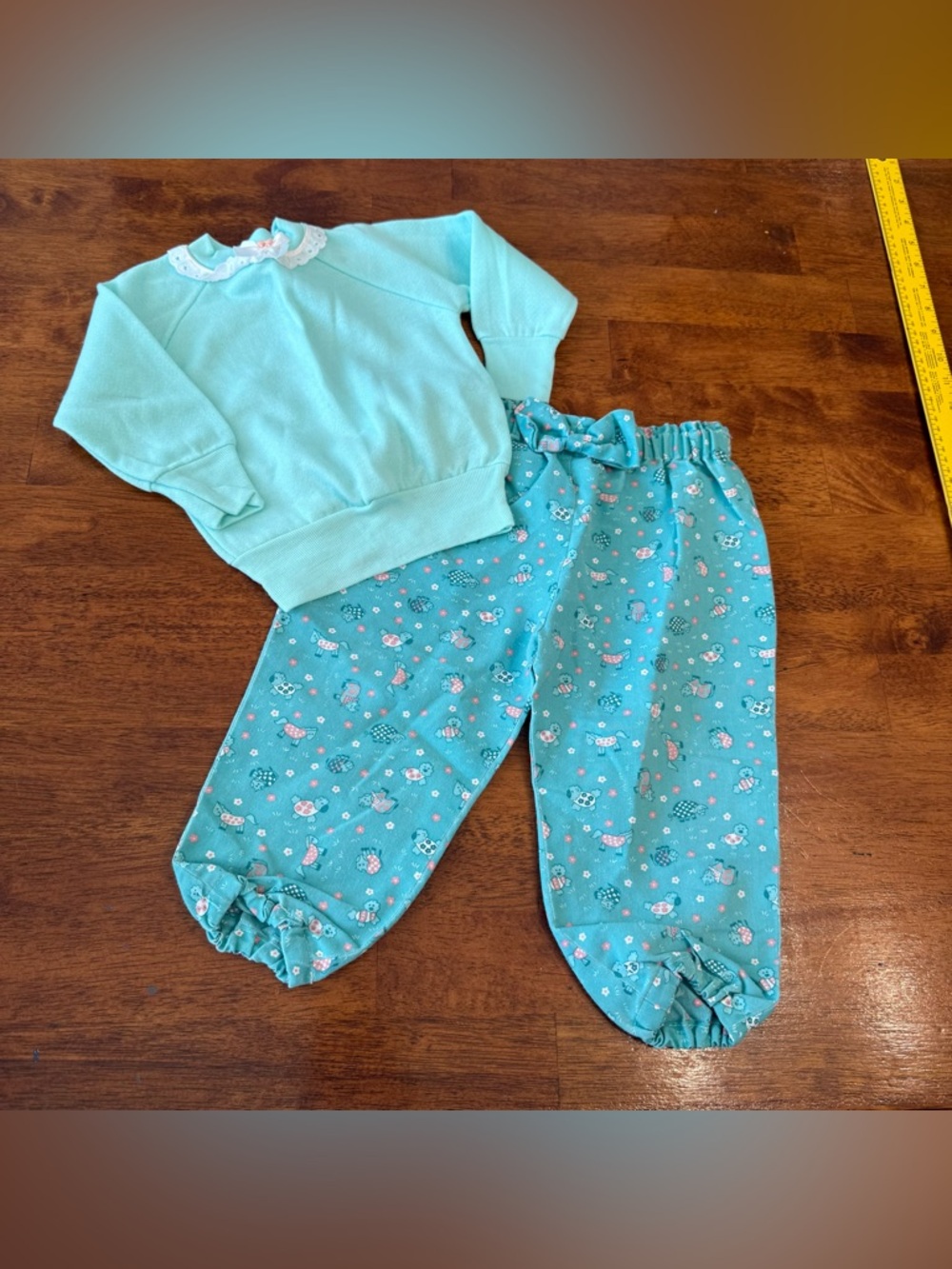 Vintage Spencer's Mint Aqua Baby Two-Piece Set with Bow Accent size 12 months